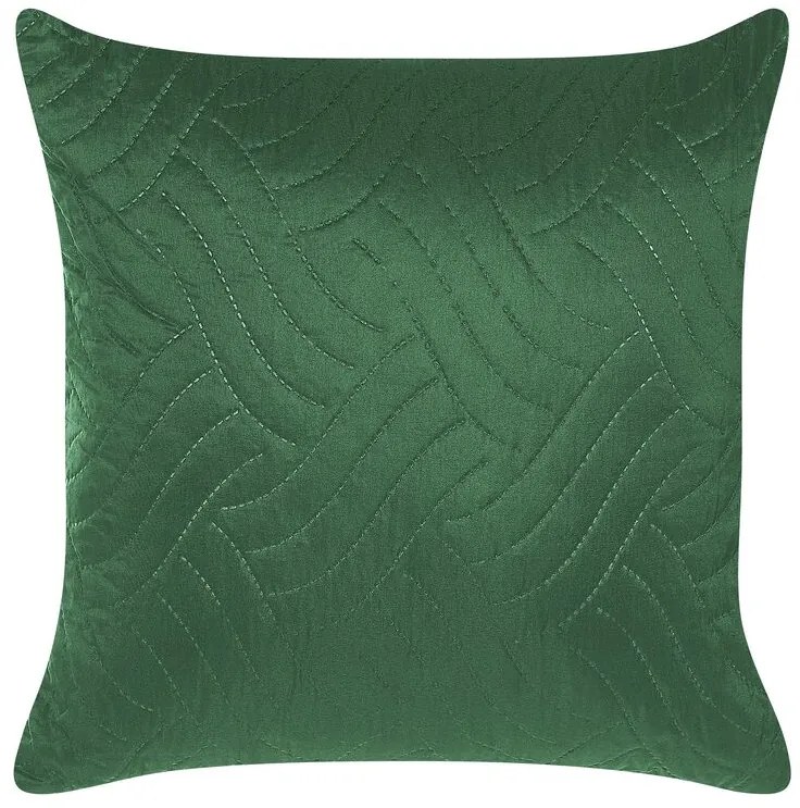 Colcha com relevo e duas almofadas verdes 140 x 210 cm BABAK Beliani
