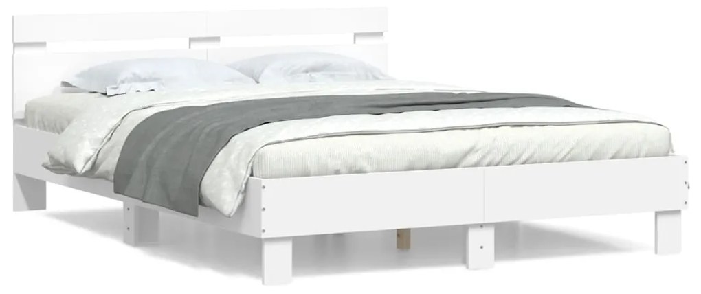 vidaXL Estrutura cama c/ cabeceira 140x200 cm derivados madeira branco