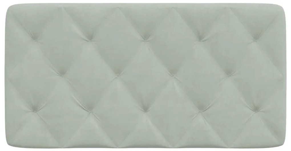 Almofadão de cabeceira 100 cm veludo cinzento-claro