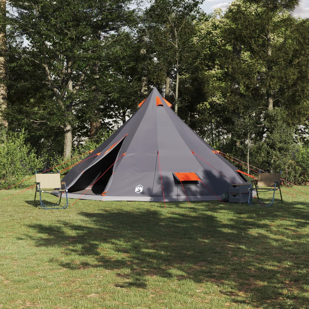 vidaXL Barraca Familiar Tipi Cinza e Laranja para 12 Pessoas Impermeável