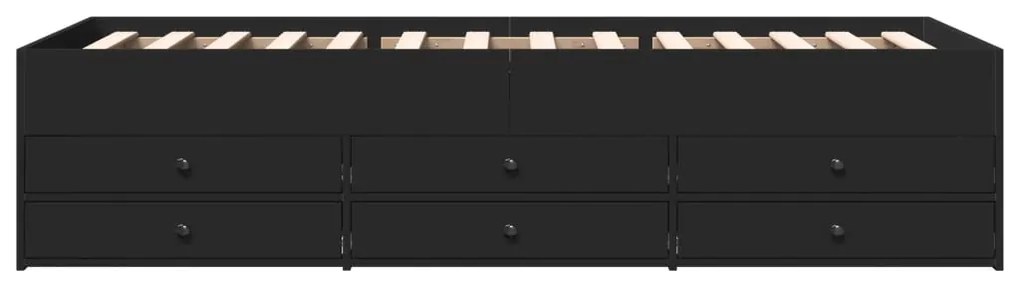 Sofá-cama com gavetas sem colchão 100x200 cm preto