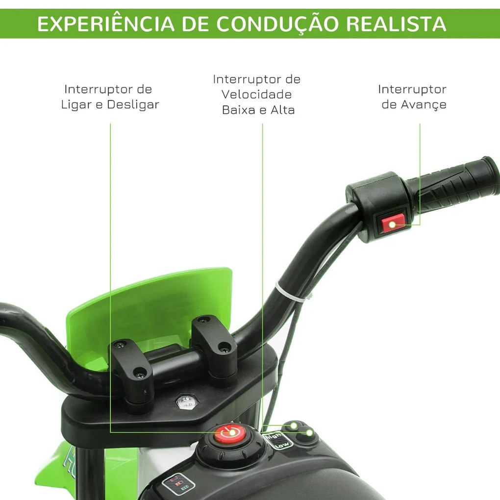 Mota Elétrica para Crianças acima de 3 Anos 12V Mota de Brinquedo Infantil com 2 Rodas de Equilíbrio Velocidade Máx. 8km/h Arranque Suave 106,5x51,5x6