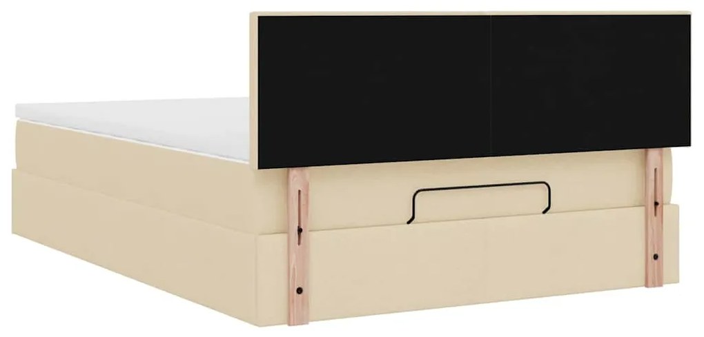 Cama otomana com colchão 140x200 cm tecido creme