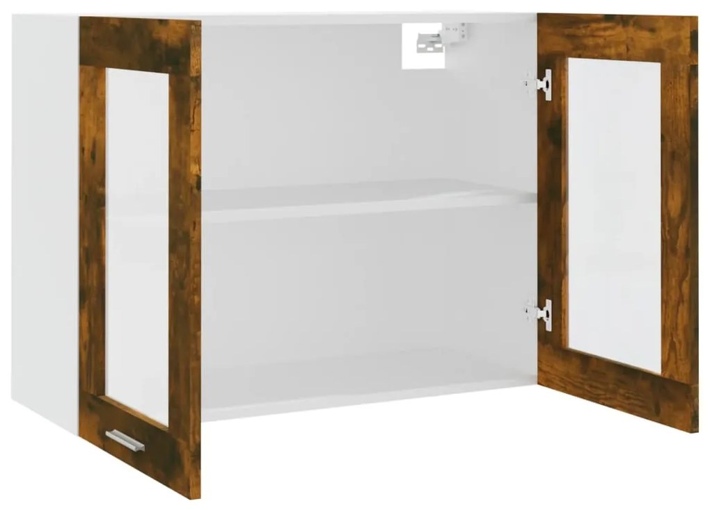 Armário vidro suspenso “Lyon” 80x31x60cm carvalho fumado