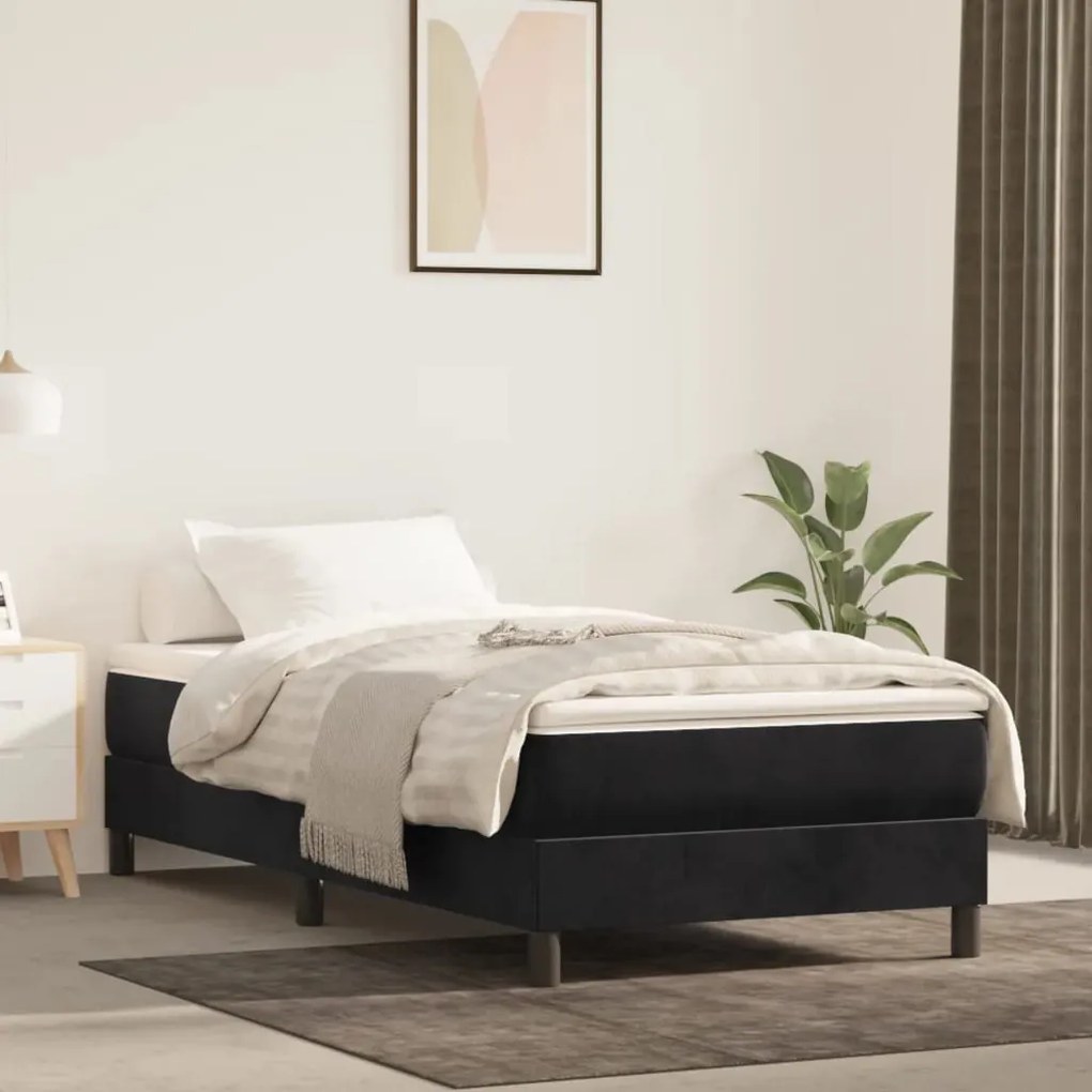 vidaXL Estrutura de cama com molas 90x200 cm veludo preto