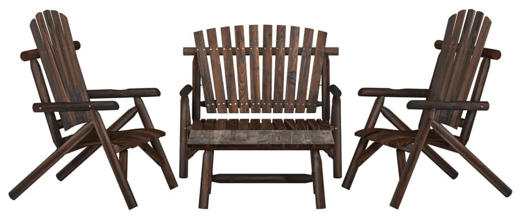 4 pcs conjunto lounge de jardim madeira de abeto maciça