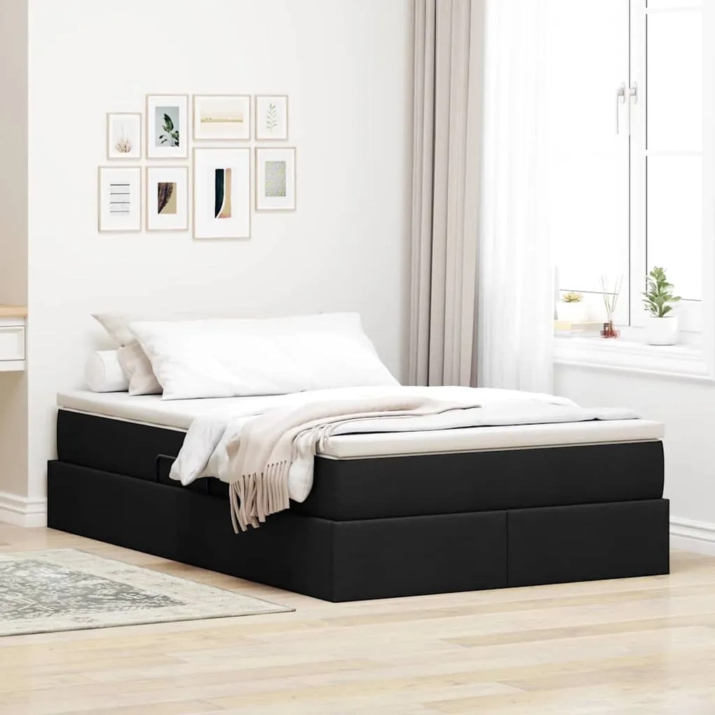 vidaXL Cama com arrumação e colchão Preto 120 x 200 cm Poliéster