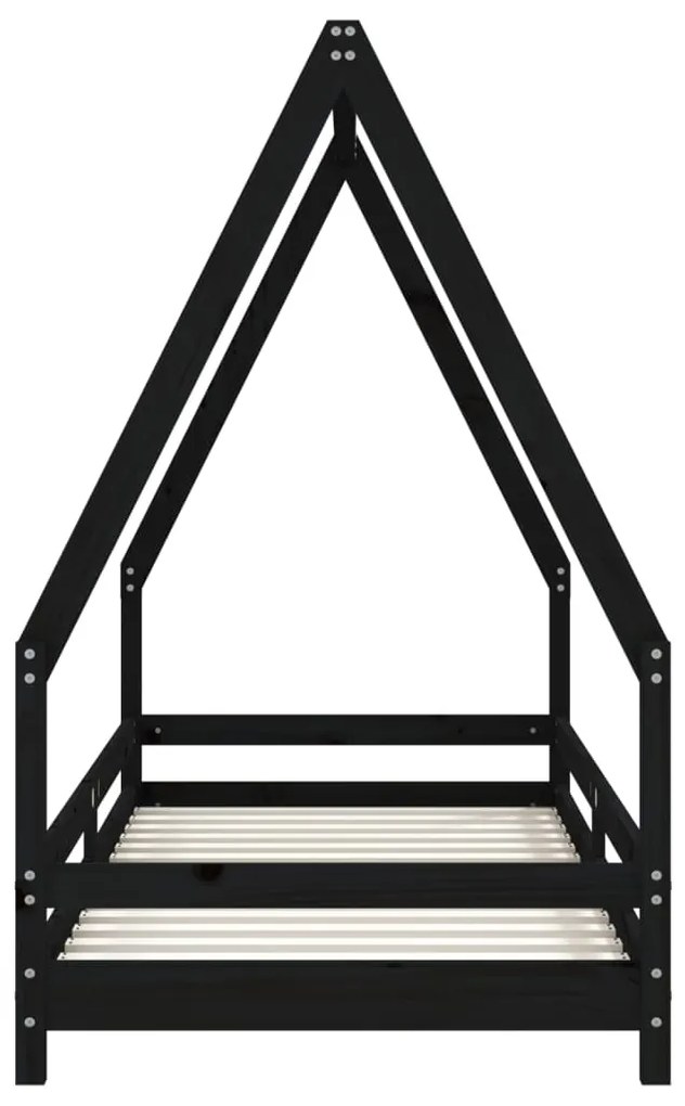 Estrutura de cama infantil 90x200 cm pinho maciço preto