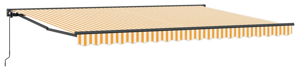 vidaXL Toldo Retrátil Amarelo e Branco 450 × 300 cm Poliéster e Metal