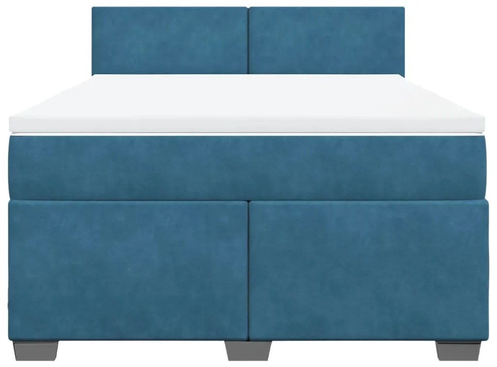 Cama com molas/colchão 160x200 cm veludo azul