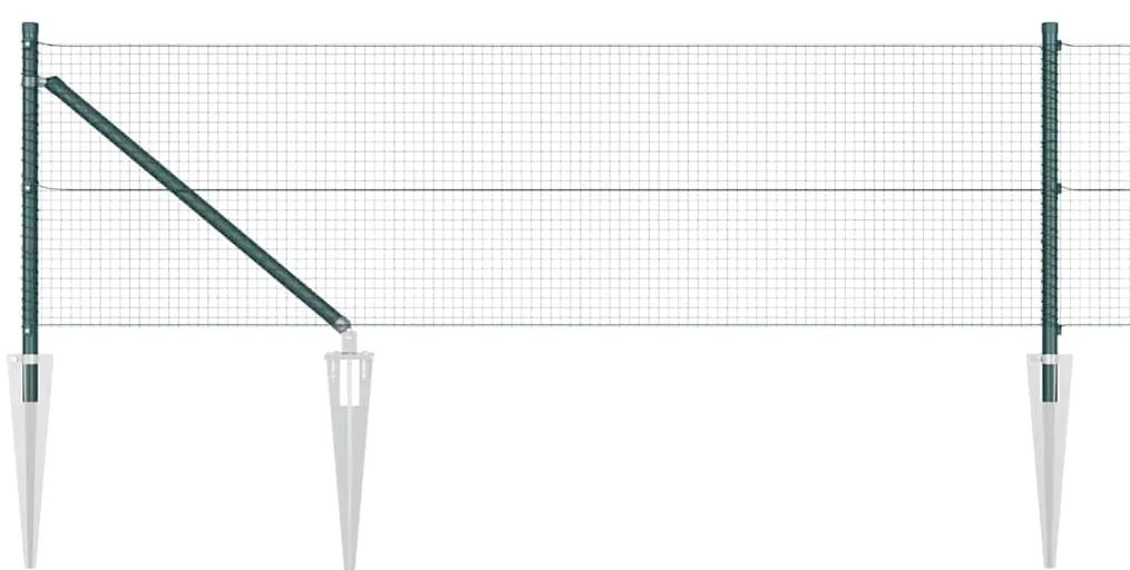 Cerca de Arame Soldado com 7 Estacas Verde 0.6x10 m Aço