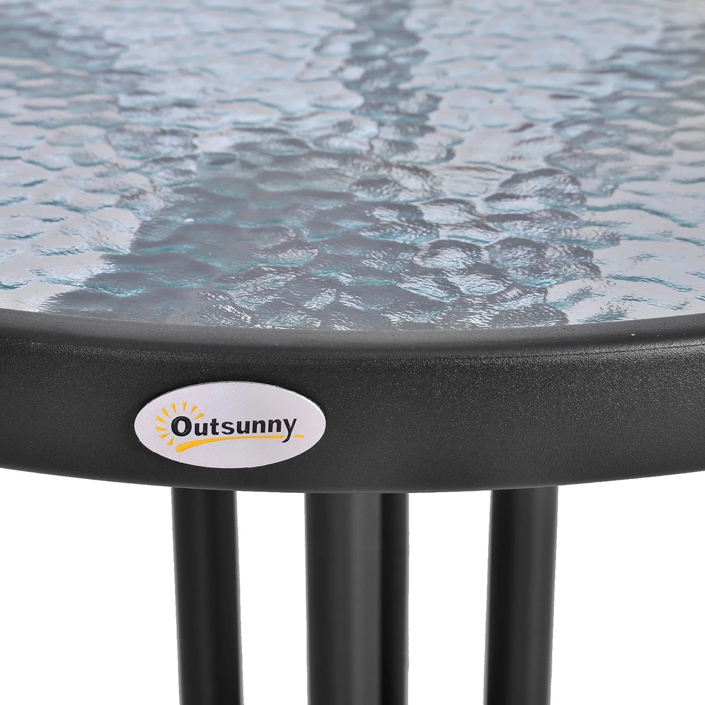 Mesa de Jardim Redonda com Bancada de Vidro Temperado Decorativa e Est
