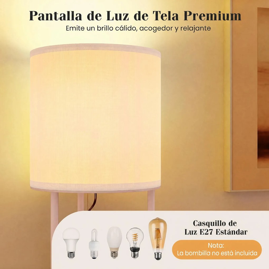 Candeeiro de Pé com Prateleiras de Arrumação, 36 x 36 x 158 cm, 3 Níveis de Arrumação, Branco