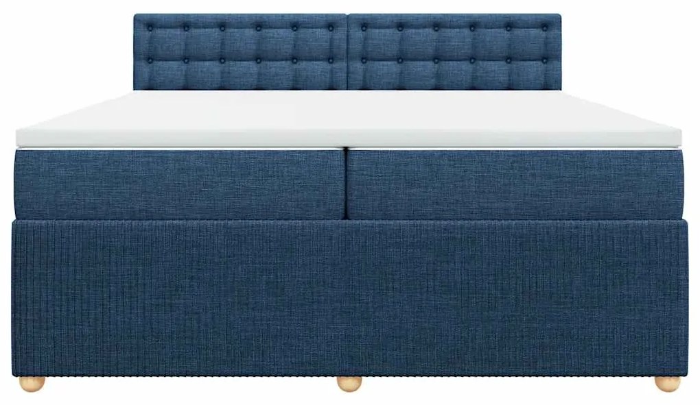 Cama com molas/colchão 200x200 cm tecido azul