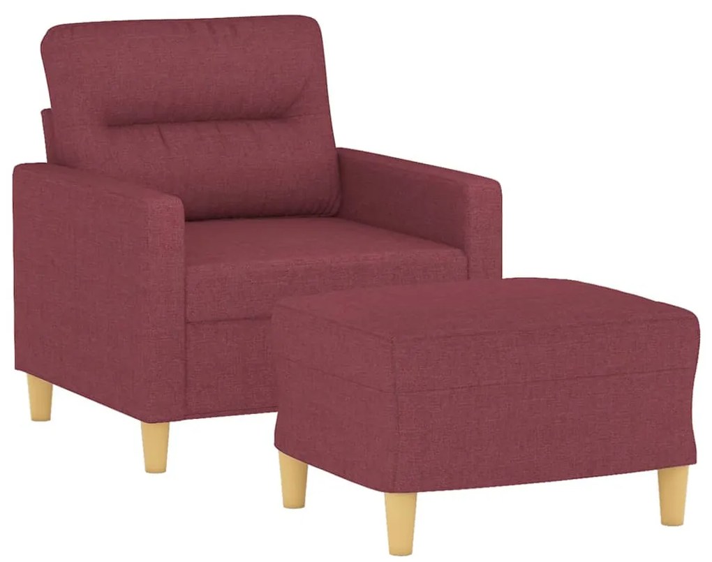Poltrona com apoio de pés 60 cm tecido vermelho tinto