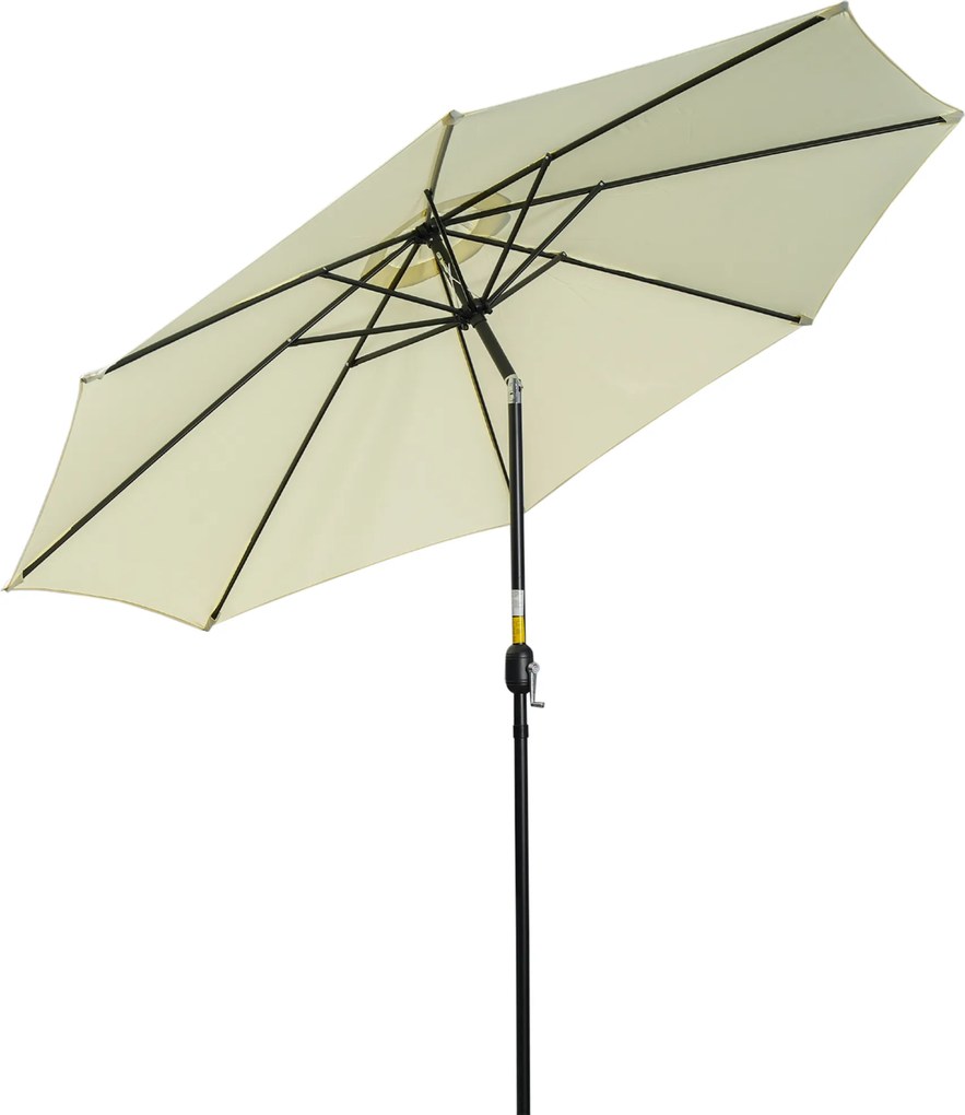 Outsunny Chapéu de Sol de Jardim Ø295x250 cm com Manivela Inclinação e Mastro Desmontável em Metal para Terraço Piscina Pátio Bege | Aosom Portugal