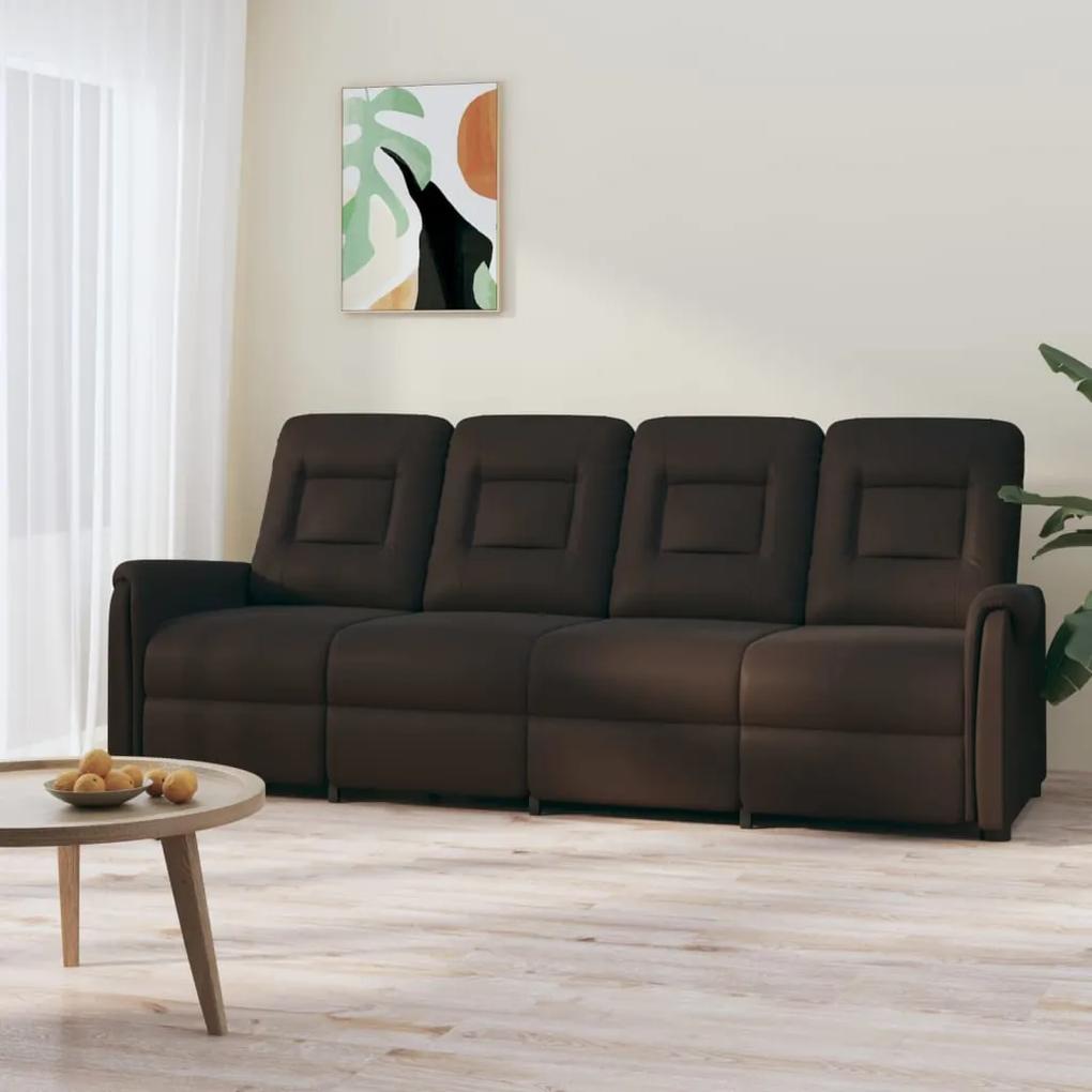 Sofá reclinável de 4 lugares couro artificial castanho