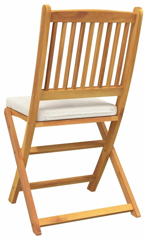 Cadeiras de Jardim Dobráveis vidaXL com Almofada Branca 6pcs em Madeir