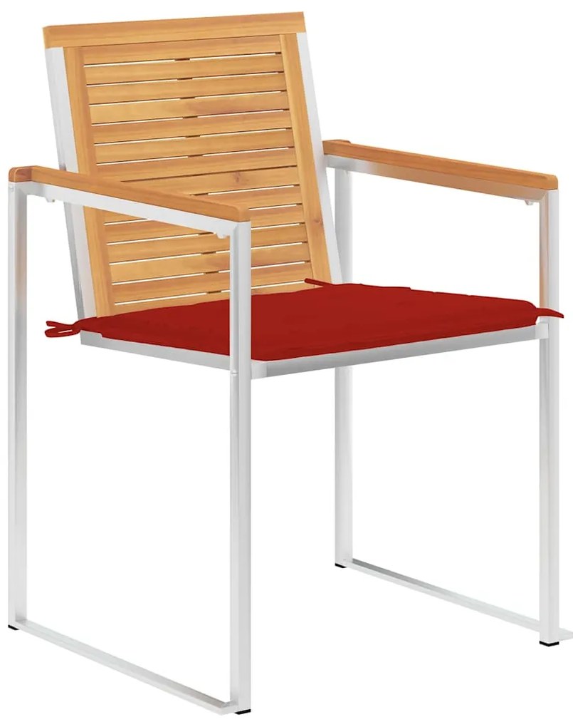 Cadeiras de jardim com almofadões 2 pcs teca maciça e aço