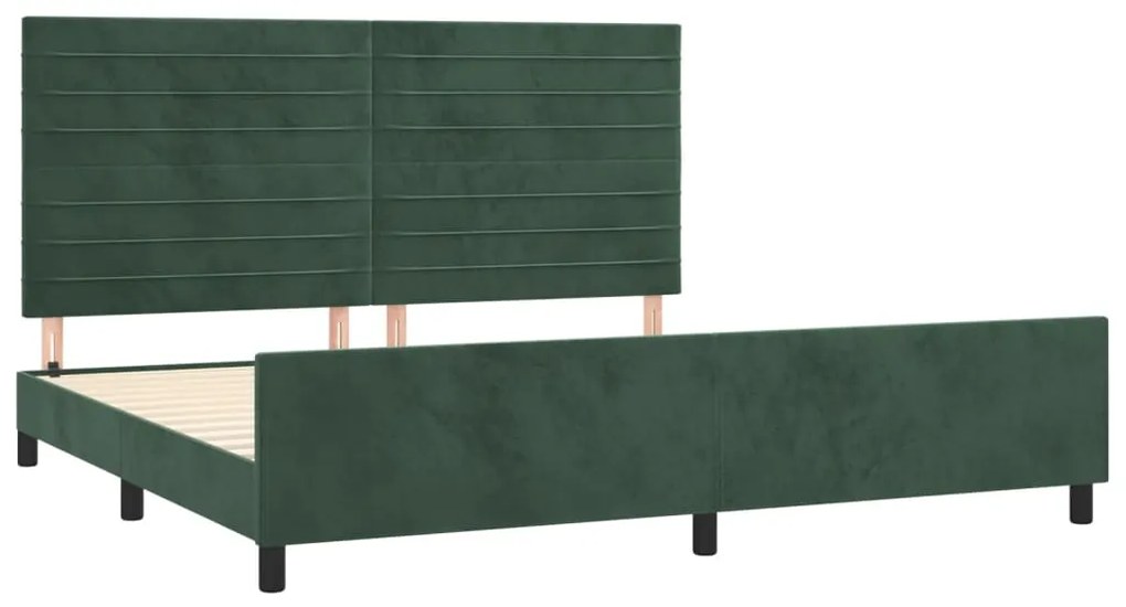 Estrutura de cama sem colchão 200x200 cm veludo verde-escuro