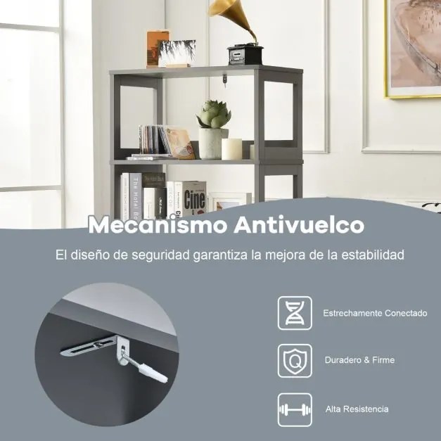 Armário com 3 Estantes 1 Gaveta 1 Armário de arrumação 60 x 32,5 x 122 cm Cinzento