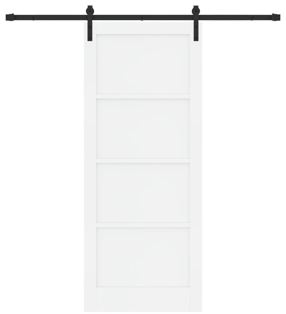 Porta Deslizante com Conjunto de Ferragens Branca 86x211 cm Madeira Só