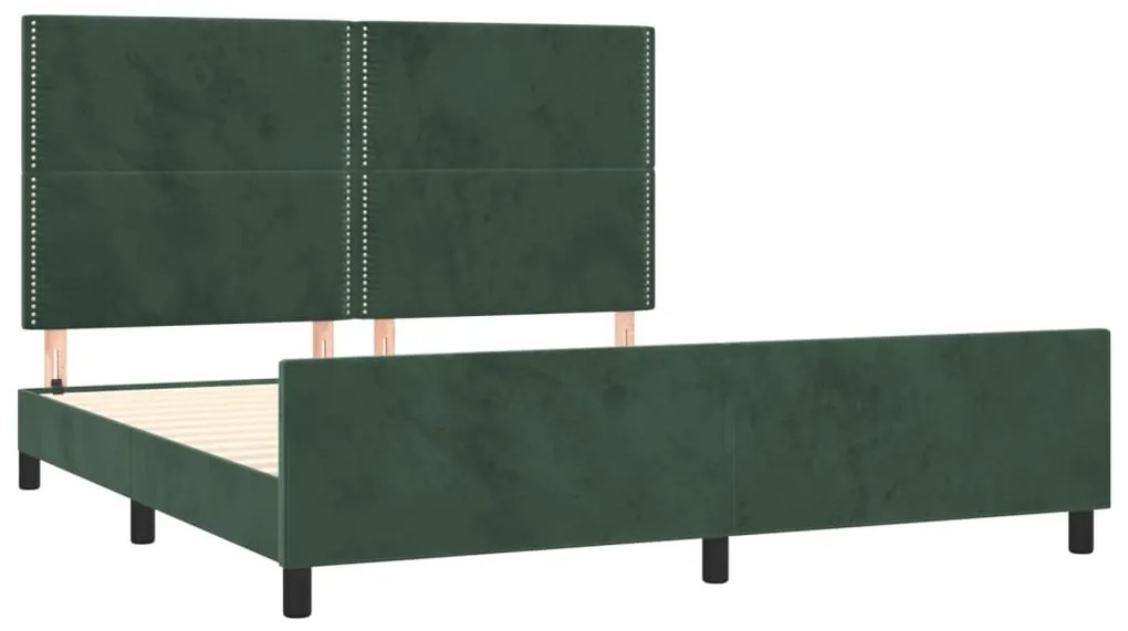 Estrutura de cama c/ cabeceira 180x200 cm veludo verde-escuro