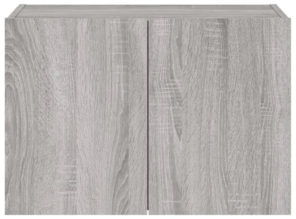 Móvel de parede p/ TV c/ luzes LED 60x35x41 cm cinzento sonoma