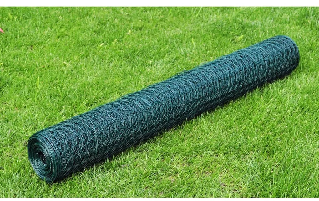 Cerca de arame galinheiro c/ revestimento em PVC 25x0,75m verde