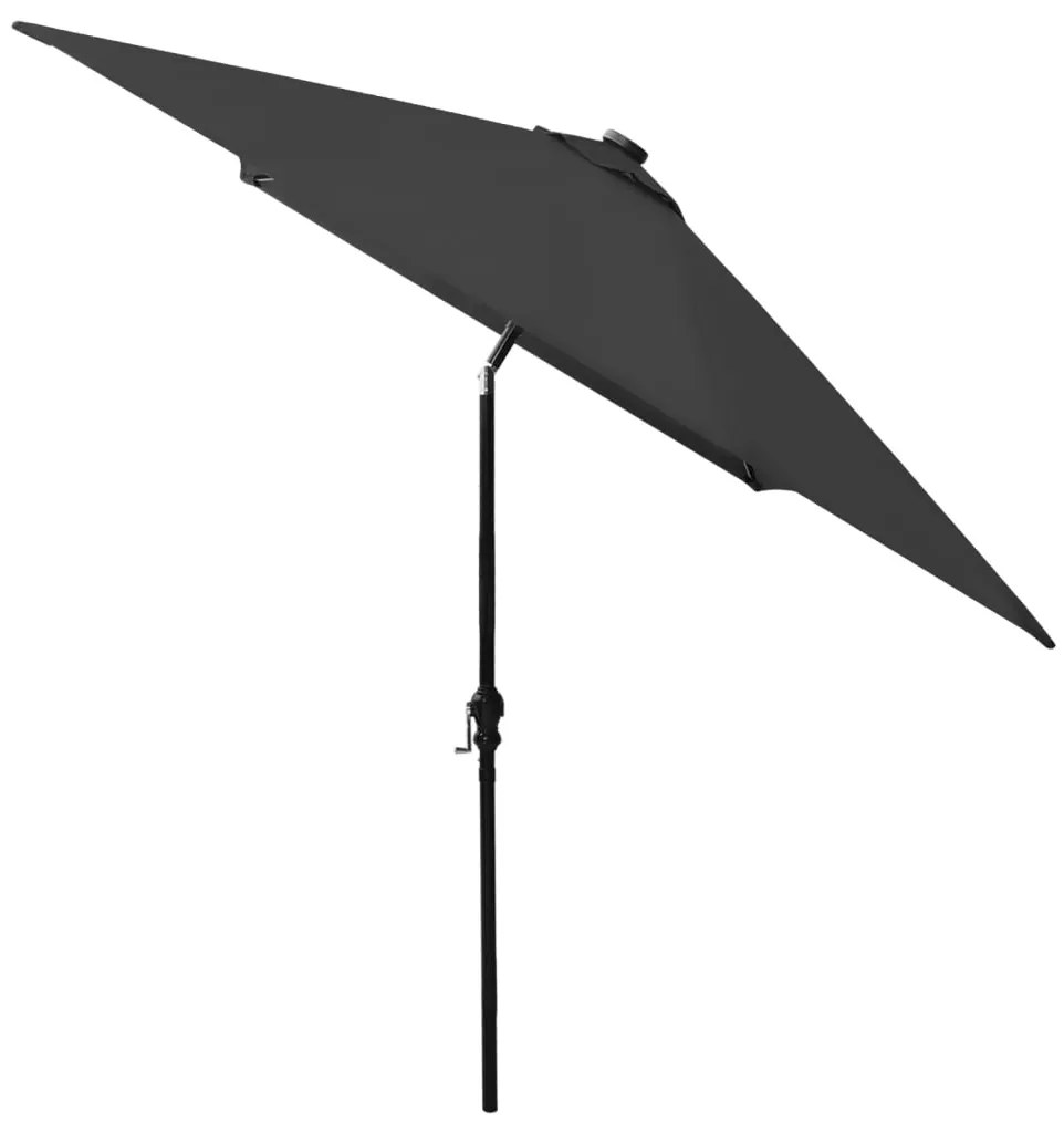 Guarda-sol de jardim com luzes LED e poste de aço 2x3 m preto