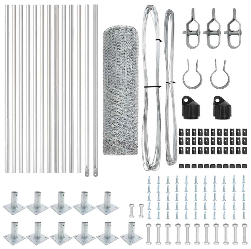 Conjunto de Cercas Conjunto de 2 Aço Galvanizado 25 x 0,5 m