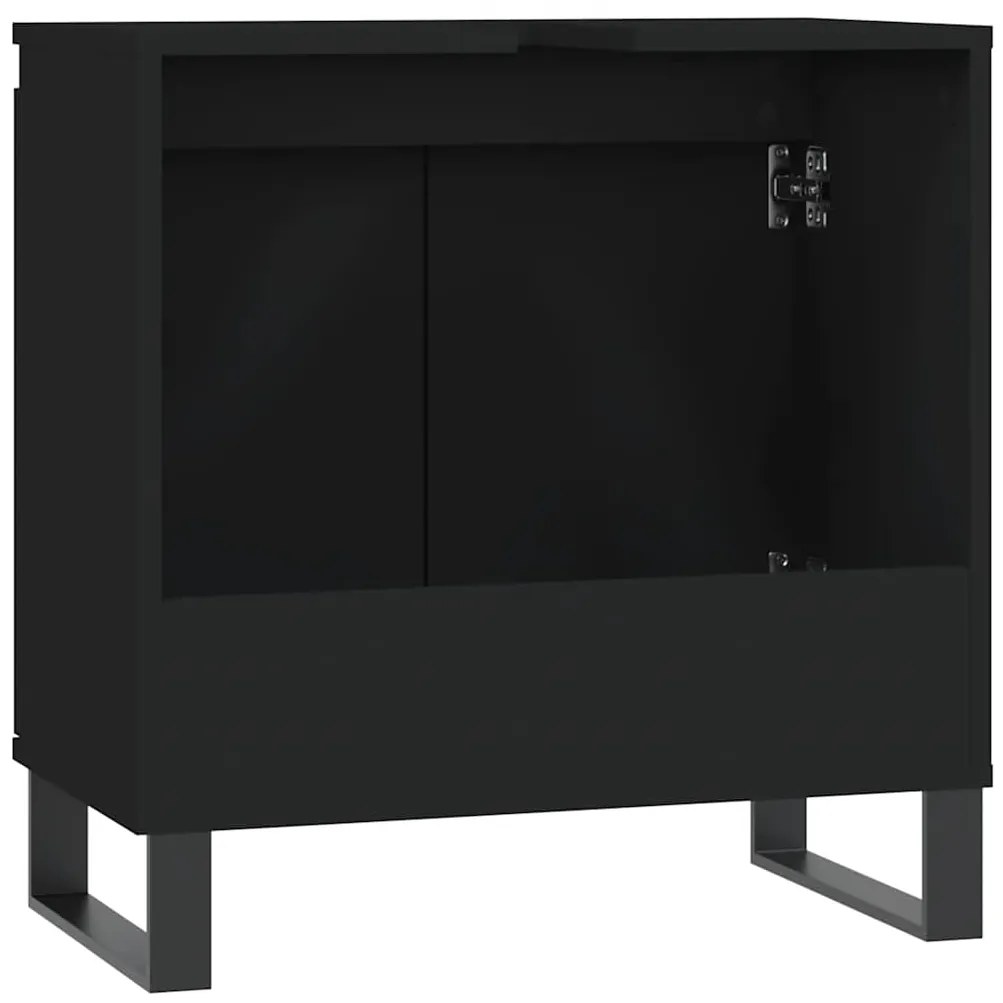 Armário de casa de banho 58x33x60 cm derivados de madeira preto