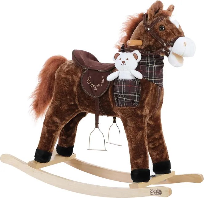 Brinquedo de balanço cavalo com função sonora 75 x 37 x 75 cm Castanho