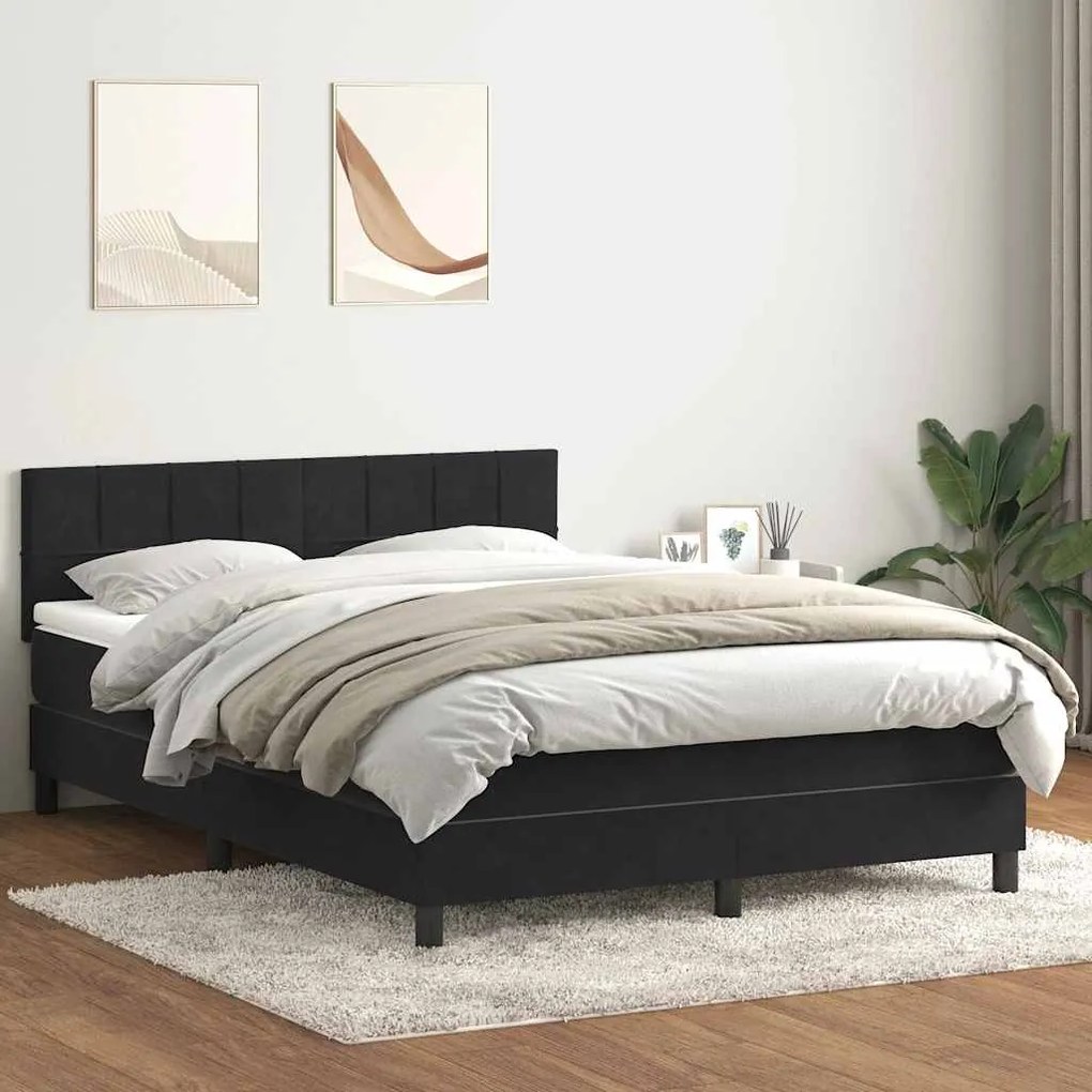 vidaXL Cama com molas/colchão 160x220 cm veludo preto