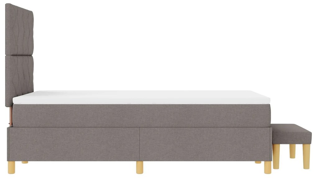 Cama Box Spring com Colchão & Banco Taupe 120x200 cm Tecido
