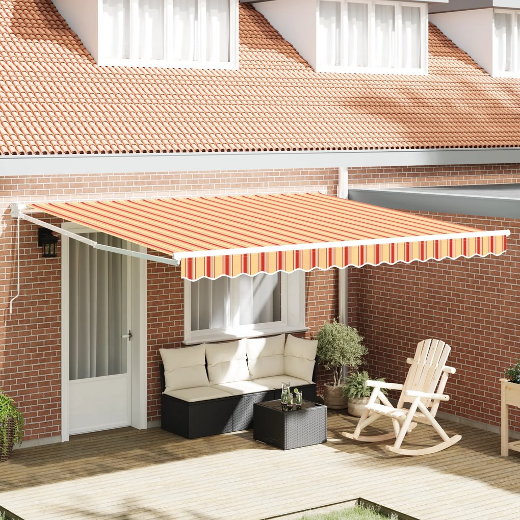 vidaXL Toldo Manual Retrátil em Amarelo e Laranja 400x300 cm