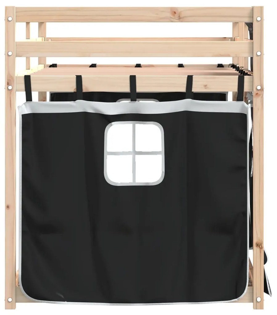 Beliche com cortinas 75x190 cm pinho maciço branco e preto