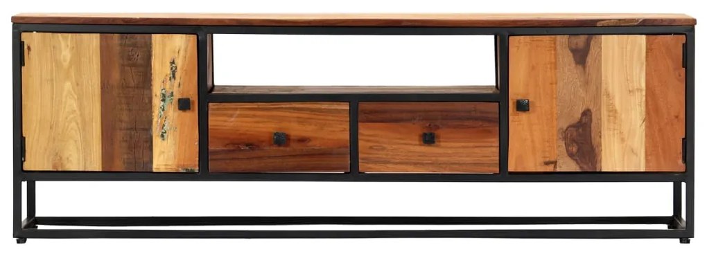 Móvel de TV 120x30x40 cm madeira recuperada maciça e aço