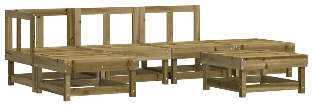 6 pcs conjunto lounge de jardim c/ almofadões pinho impregnado