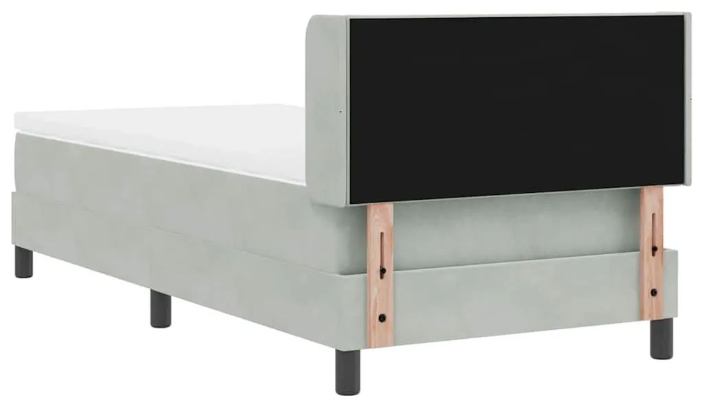 Cama Box Spring vidaXL com Colchão Cinza Claro 90x190 cm Veludo