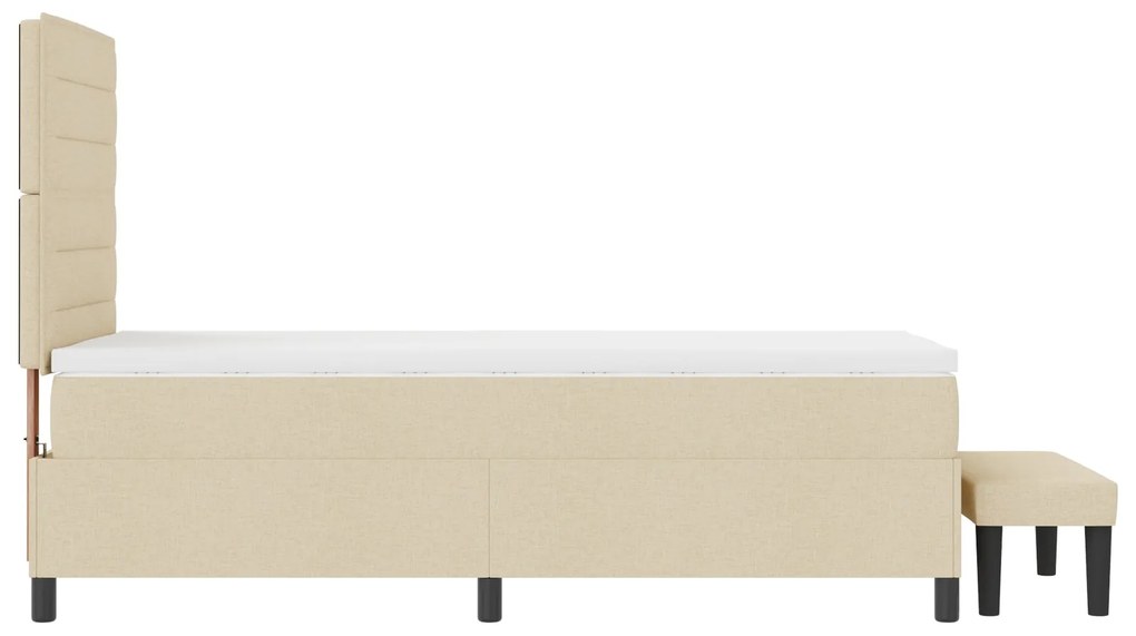 Cama Box Spring com Colchão e Banco Creme 90x190 cm Tecido