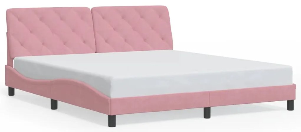 Estrutura de cama c/ luzes LED 180x200 cm veludo rosa