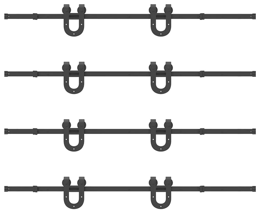 Kit de ferragens para porta deslizante 400 cm aço preto