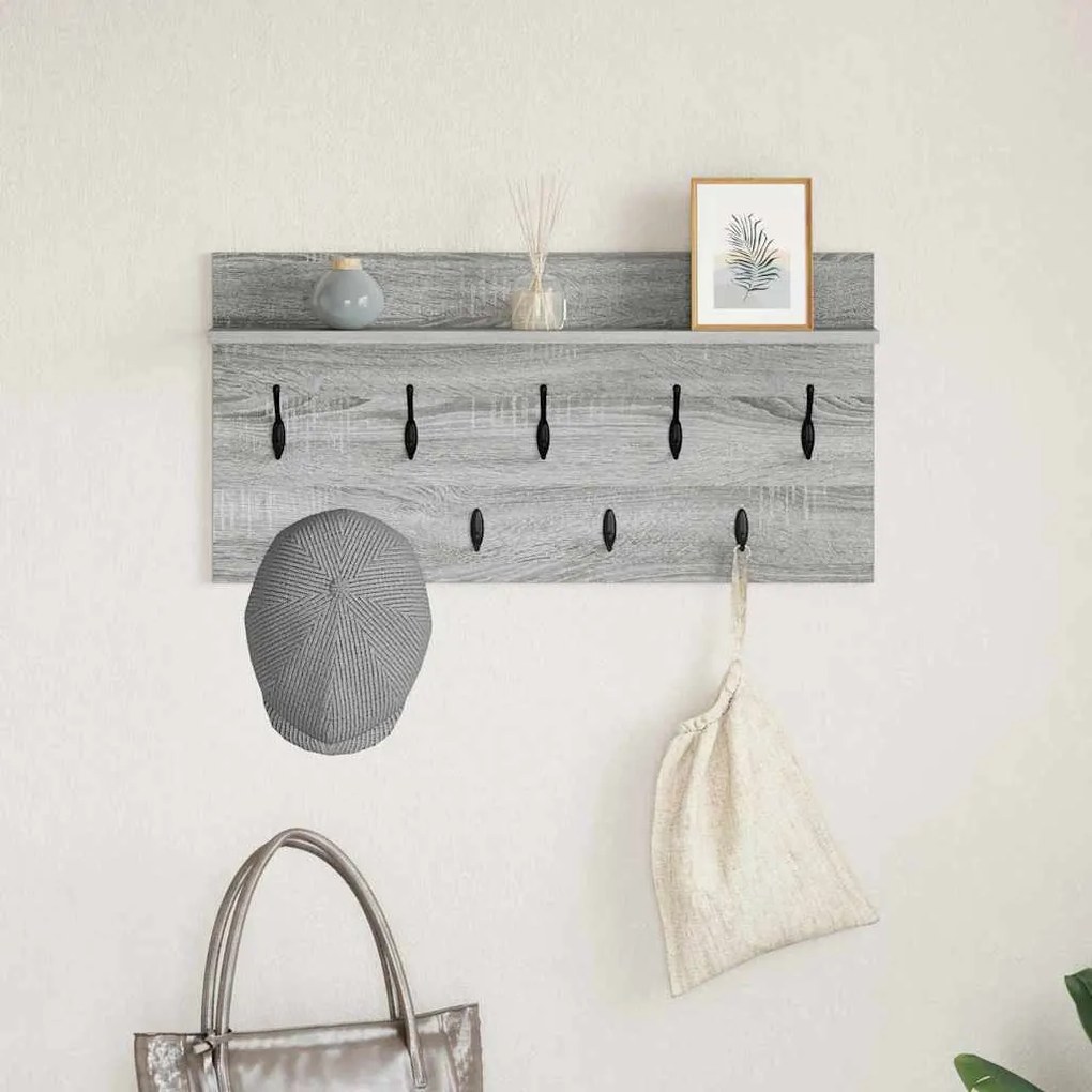 Cabideiro de Parede Sonoma cinzento 80 x 40 x 12 cm
