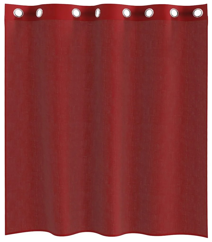 Cortinas de voile com ilhós 2 pcs vermelho tinto