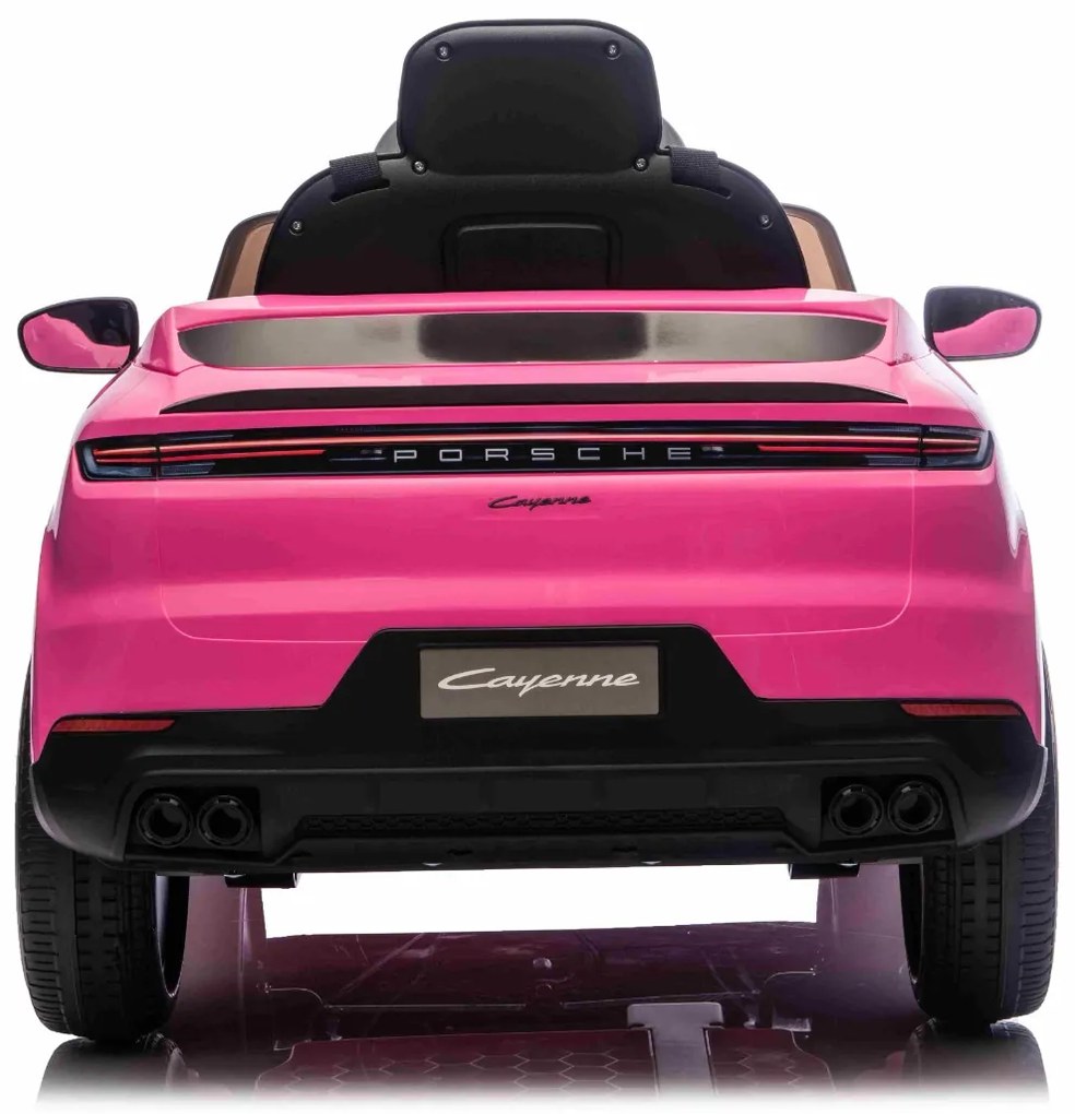 Carro elétrico para crianças Porsche Cayenne 12V com tração traseira – Licença oficial, bateria de lítio, comando remoto 2,4 GHz, leitor MP3, luzes LE