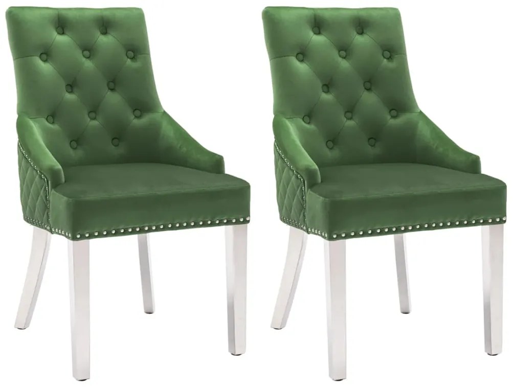 vidaXL Cadeiras de jantar 2 pcs veludo verde-escuro