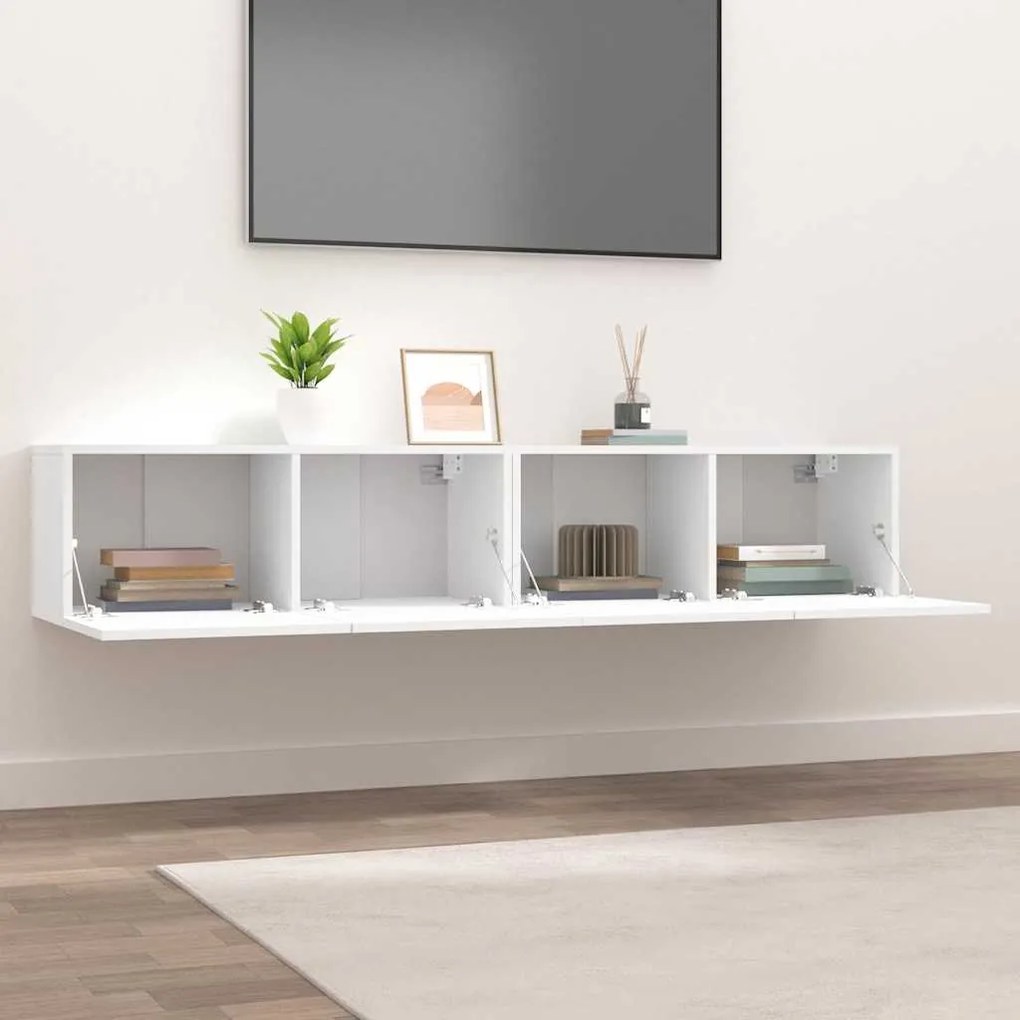 Móveis TV 2pcs 80x30x30cm derivados de madeira branco