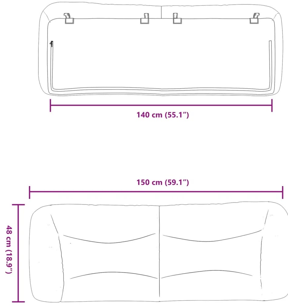 Almofadão de cabeceira 140 cm tecido preto