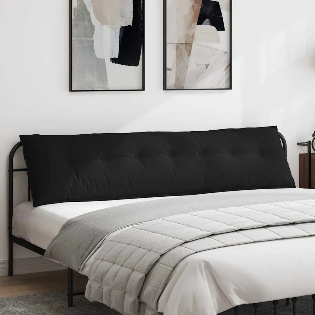 vidaXL Travesseiro para Costas Preto 200 x 50 cm Tecido de Microfibra